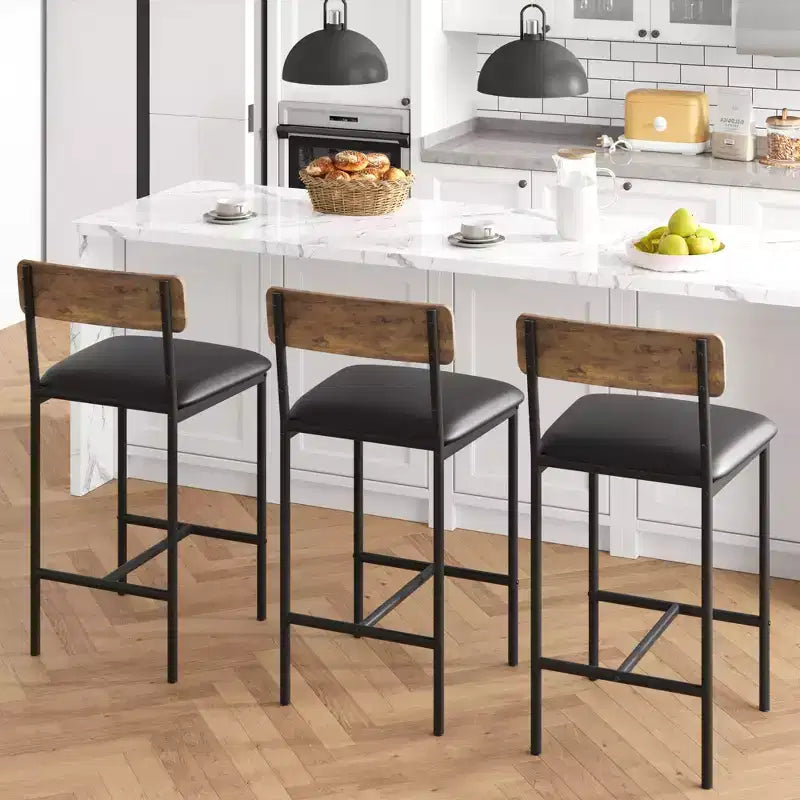 Lot de 6 tabourets de bar, tabourets de bar de cuisine avec repose-pieds, chaises de bar rembourrées avec dossier, tabourets de bar hauteur comptoir pour bar de comptoir, montage facile