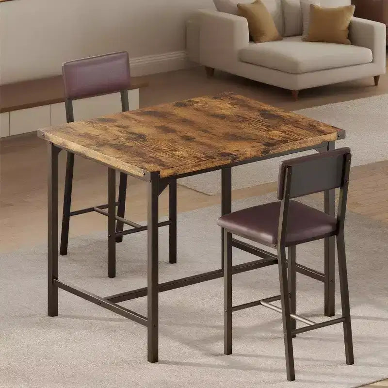 Ensemble table de cuisine 3 pièces, avec 2 tabourets de bar rembourrés