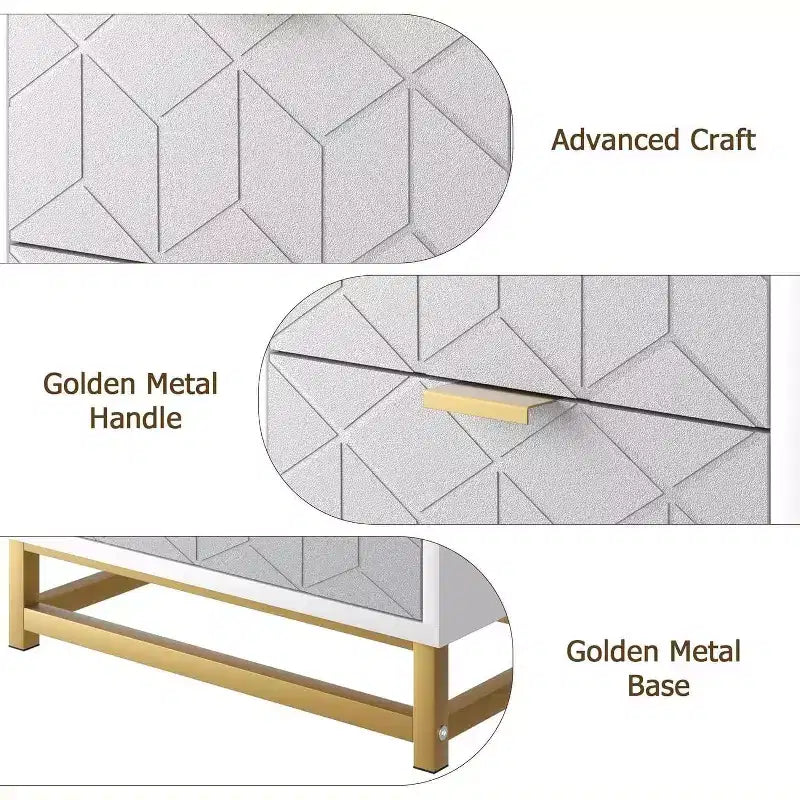 Commode Acekool grise à 6 tiroirs avec poignées et pieds en métal doré, commode moderne pour chambre à coucher, couloir, rangement d'entrée