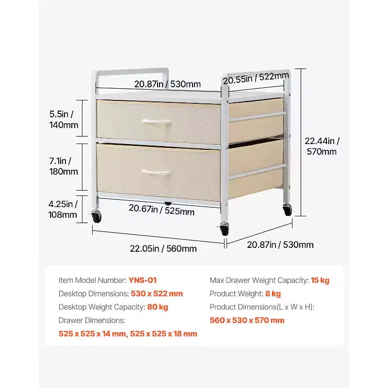 Support pour mini-réfrigérateur VEVOR avec rangement, table pour mini-réfrigérateur de 80 kg avec 2 tiroirs et 4 roulettes pivotantes, étagère mobile pour mini-réfrigérateur, blanc