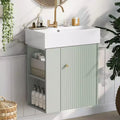 Meuble de rangement pour salle de bain Okak 21.6, meuble-lavabo avec étagères latérales gauches, meuble de rangement au sol avec évier en céramique