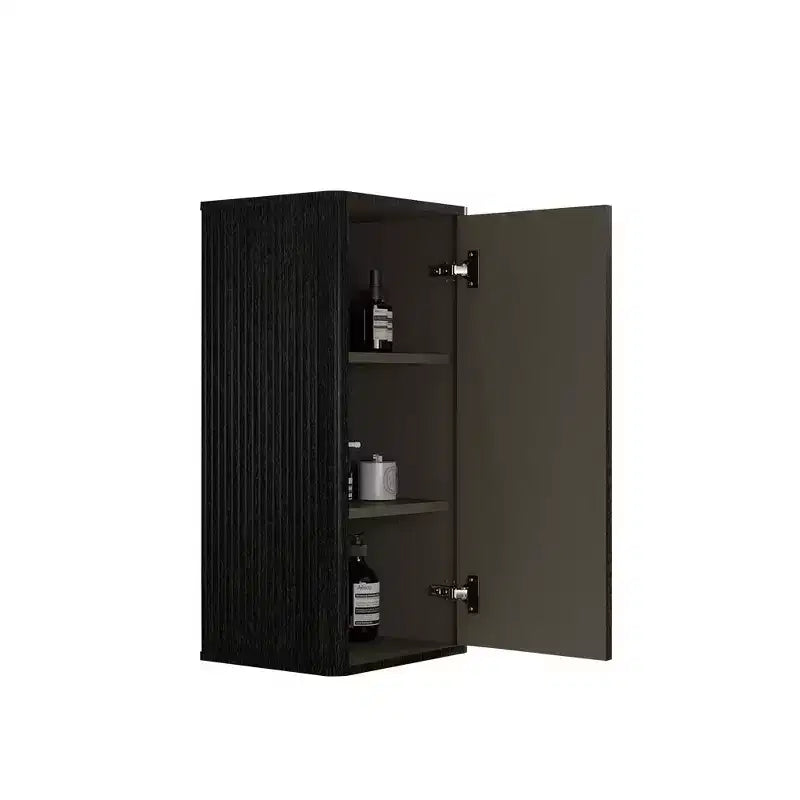 Meuble de Salle de Bain Mural à Rayures Okak Chic, Armoire de Rangement Suspendue avec 3 Étagères, Meuble Haut pour Salle de Bain, Chambre et Salon