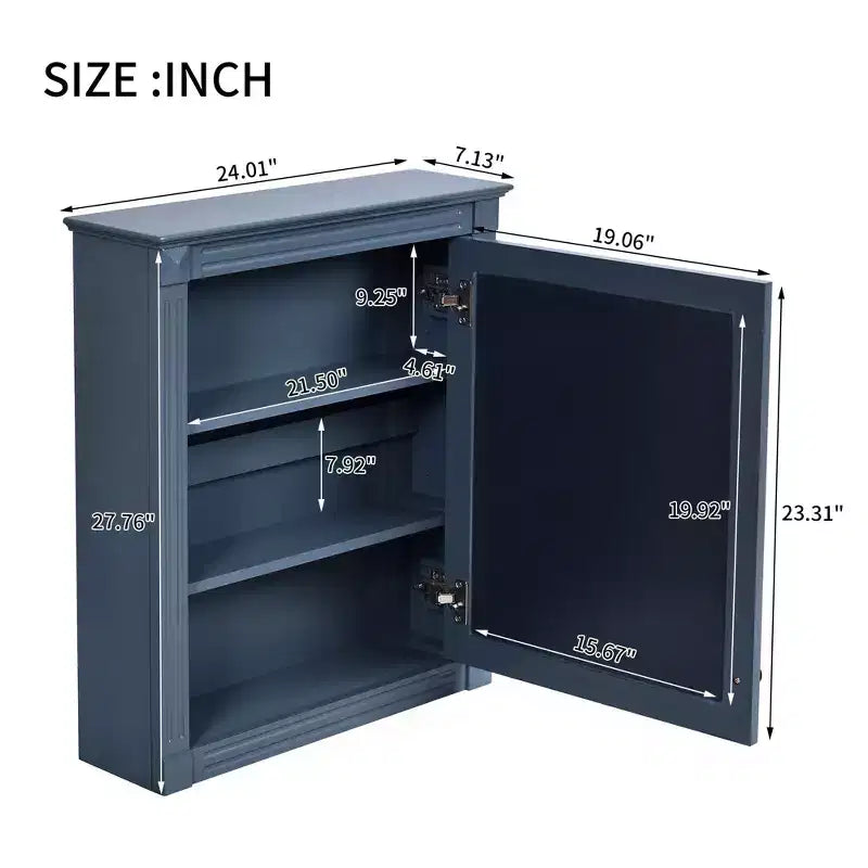 Meuble de rangement mural de salle de bain Okak avec miroir, armoire à pharmacie avec étagère réglable en hauteur, blanc