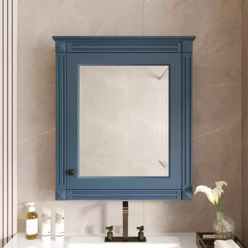 Meuble de rangement mural de salle de bain Okak avec miroir, armoire à pharmacie avec étagère réglable en hauteur, blanc