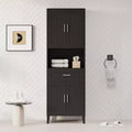 Meuble de Rangement de Salle de Bain Okak avec 2 Portes, 1 Tiroir et Étagères Réglables, Meuble Haut Autoportant pour Salle de Bain