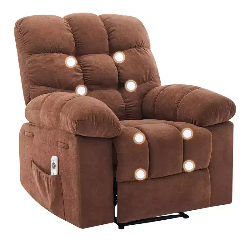 Fauteuil inclinable, large fauteuil à bascule, fauteuil d'appoint avec massage et chaleur, fauteuil inclinable ergonomique en tissu respirant surdimensionné avec chaleur