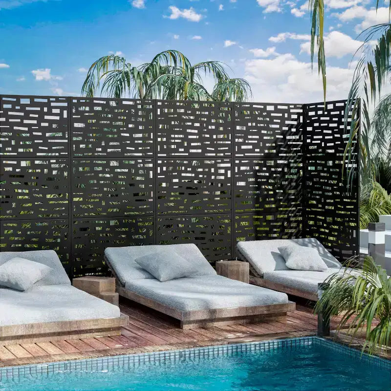 Séparateur de pièce rectangulaire MAYEERTY de 72 pouces avec cadre galvanisé pour jardin, patio extérieur, noir