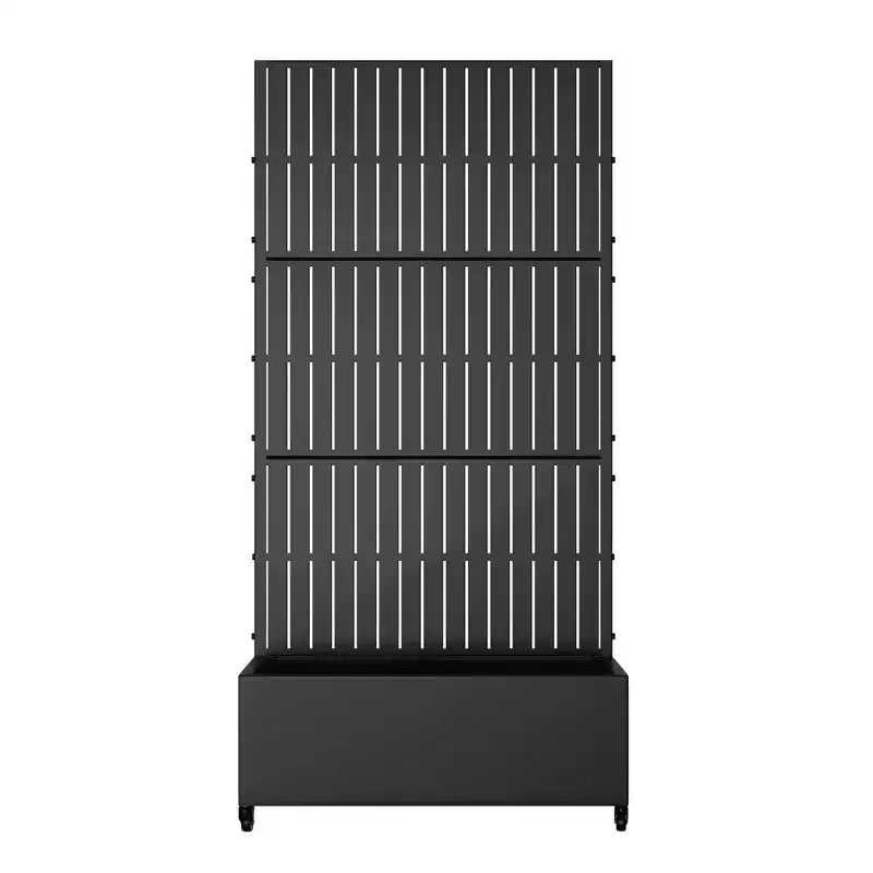 MAYEERTY Jardinière avec treillis en fer noir, style clôture verticale, 183x89x41 cm, ensemble de 3 pièces