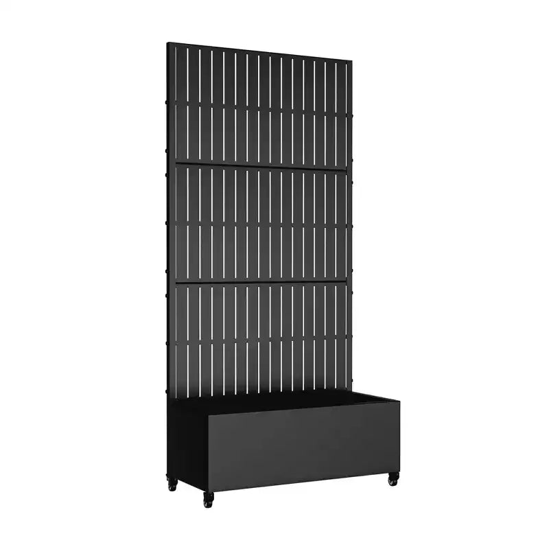 MAYEERTY Jardinière avec treillis en fer noir, style clôture verticale, 183x89x41 cm, ensemble de 3 pièces
