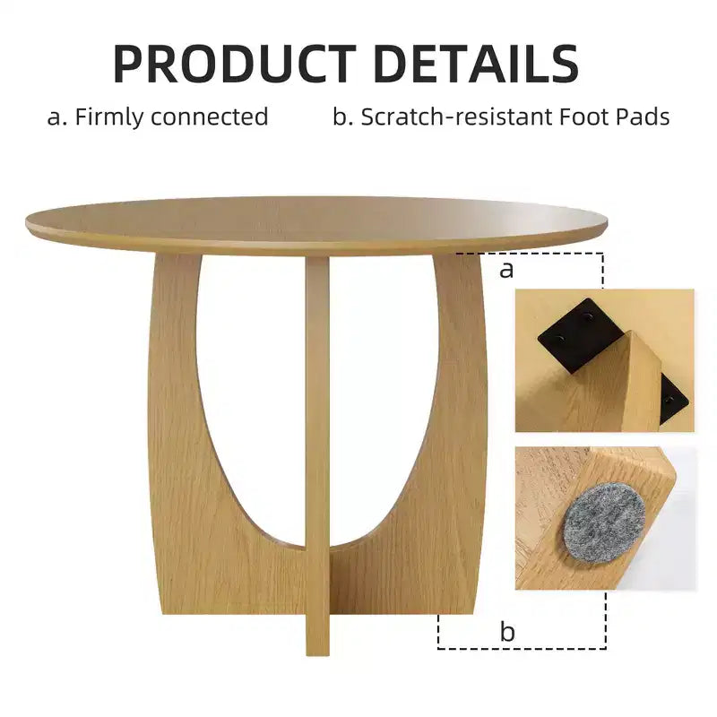 Table à manger ronde en bois MAYEERTY 42 pour 4, table de cuisine et salle à manger moderne de style campagnard