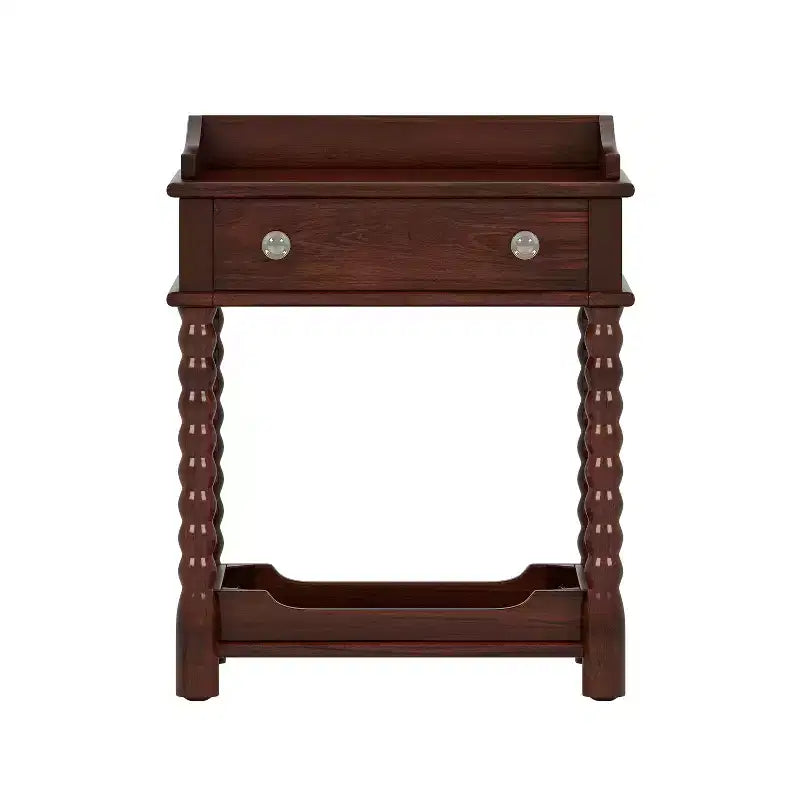Table de chevet vintage, table d'appoint rétro pour canapé, table d'appoint avec tiroir, étagère ouverte et pieds tournés - ModernLuxe