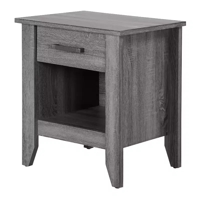 Table de chevet grise HomeStock 24x21x18 Table de nuit compacte contemporaine avec finition lisse, espace de rangement et design moderne élégant