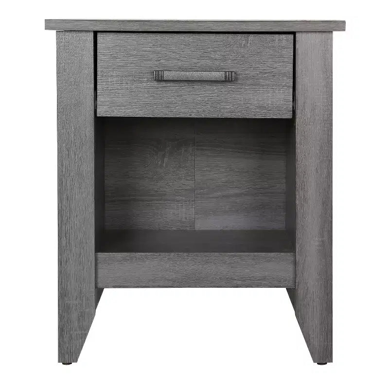 Table de chevet grise HomeStock 24x21x18 Table de nuit compacte contemporaine avec finition lisse, espace de rangement et design moderne élégant