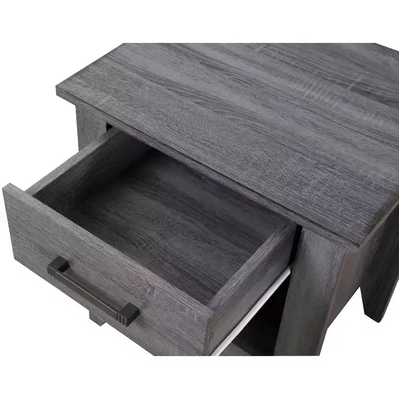Table de chevet grise HomeStock 24x21x18 Table de nuit compacte contemporaine avec finition lisse, espace de rangement et design moderne élégant