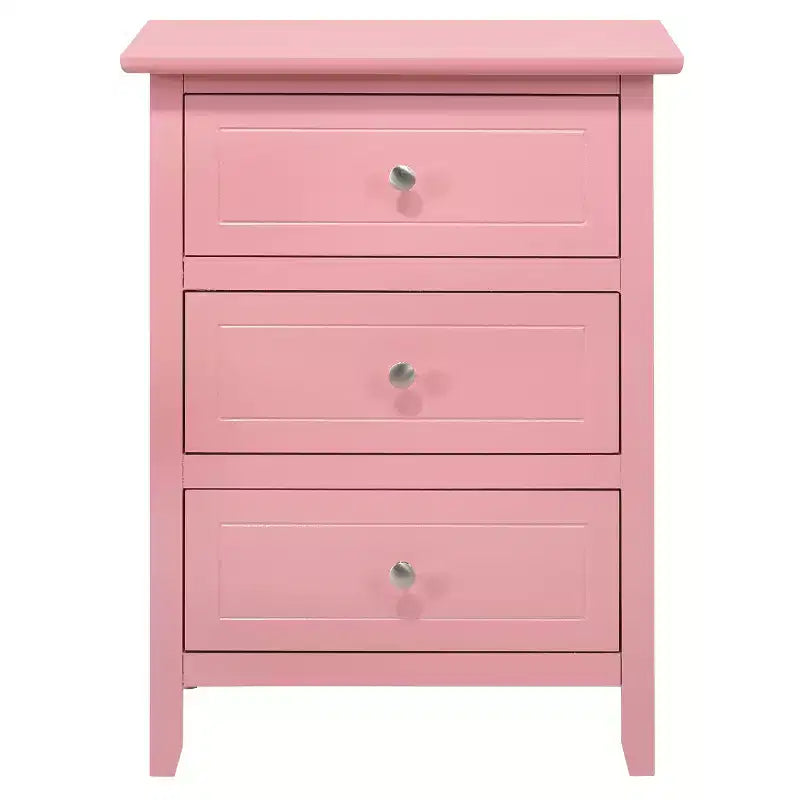 Table de chevet HomeStock rose 25x19x15, compacte avec finition gaie, plateau spacieux et accent ludique pour la décoration de la chambre à coucher