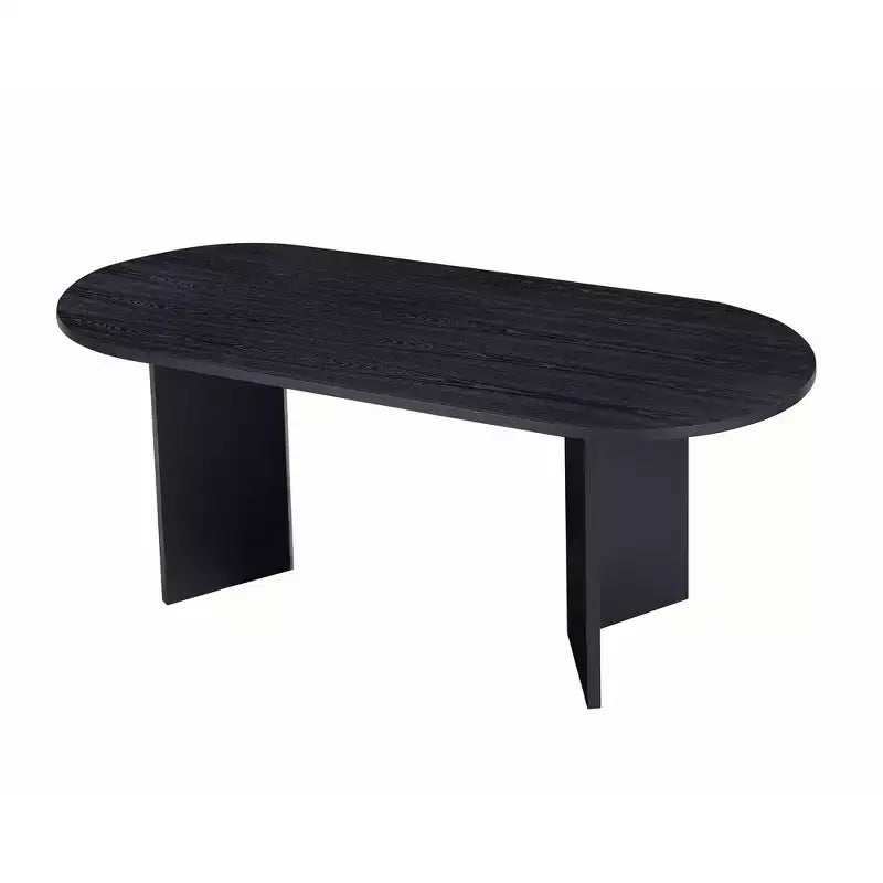 Table à manger ovale Homy Casa, finition bois noir, pièce maîtresse moderne et minimaliste