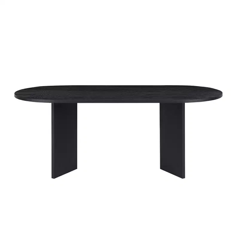 Table à manger ovale Homy Casa, finition bois noir, pièce maîtresse moderne et minimaliste