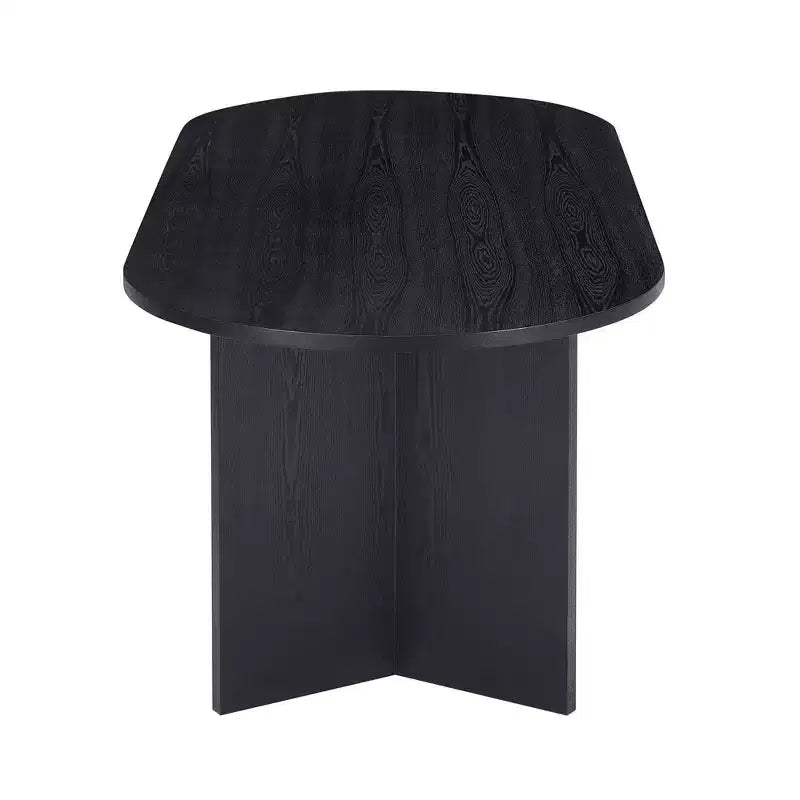 Table à manger ovale Homy Casa, finition bois noir, pièce maîtresse moderne et minimaliste
