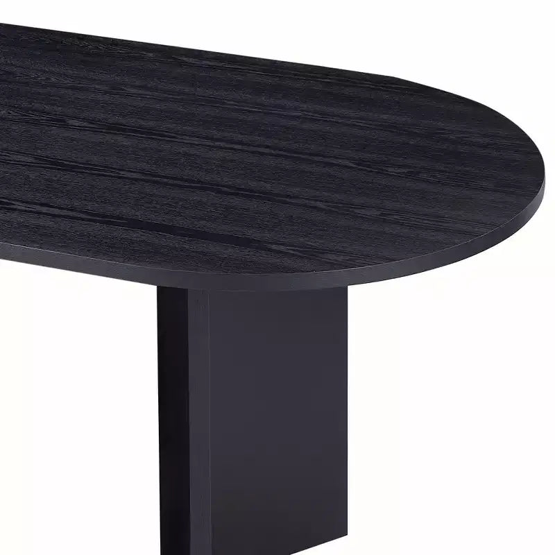 Table à manger ovale Homy Casa, finition bois noir, pièce maîtresse moderne et minimaliste