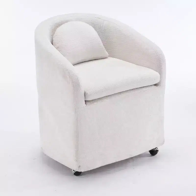 Fauteuil d'appoint pivotant moderne Homy Casa en chenille avec dossier arrondi et base à 360°, pour salon ou chambre à coucher, beige