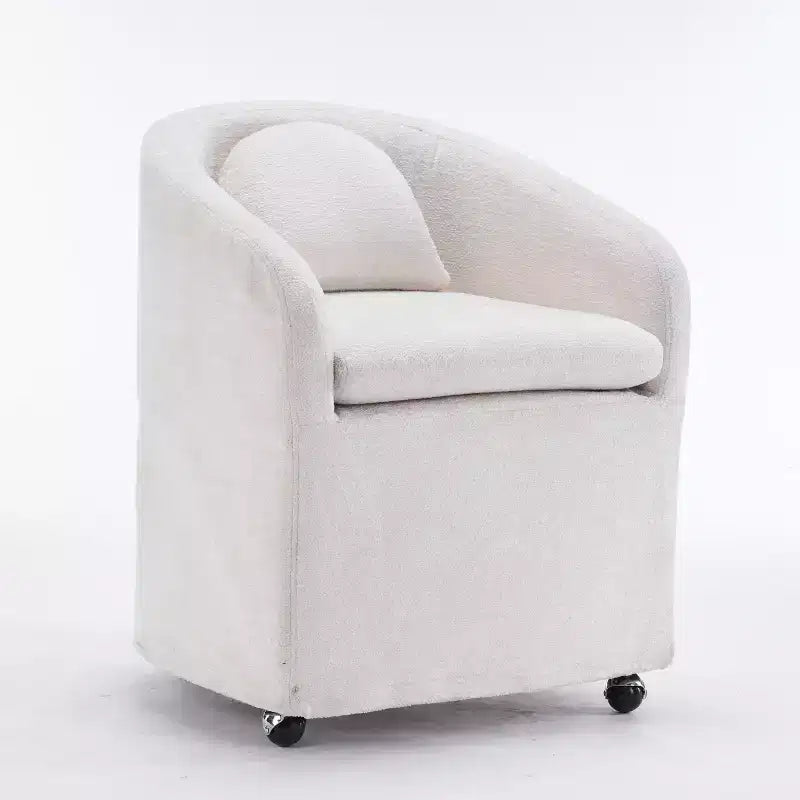 Fauteuil d'appoint pivotant moderne Homy Casa en chenille avec dossier arrondi et base à 360°, pour salon ou chambre à coucher, beige