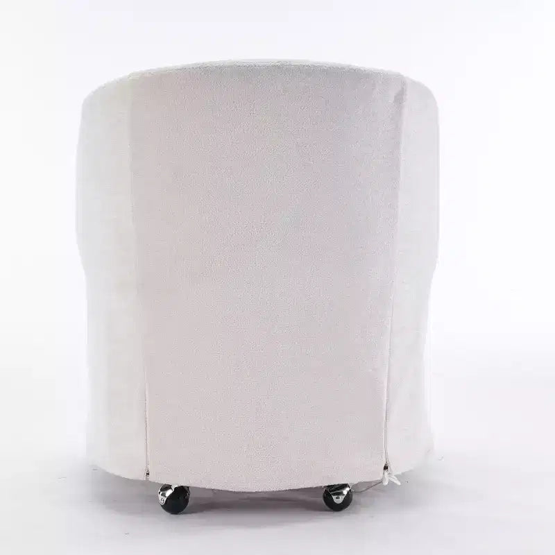 Fauteuil d'appoint pivotant moderne Homy Casa en chenille avec dossier arrondi et base à 360°, pour salon ou chambre à coucher, beige