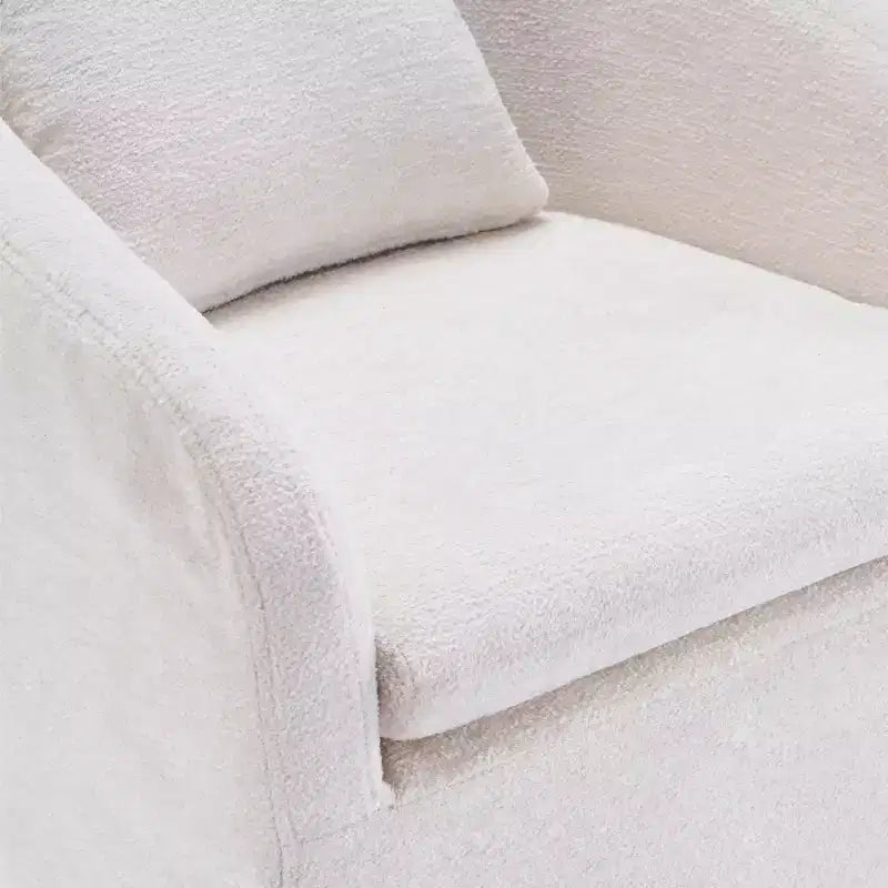 Fauteuil d'appoint pivotant moderne Homy Casa en chenille avec dossier arrondi et base à 360°, pour salon ou chambre à coucher, beige