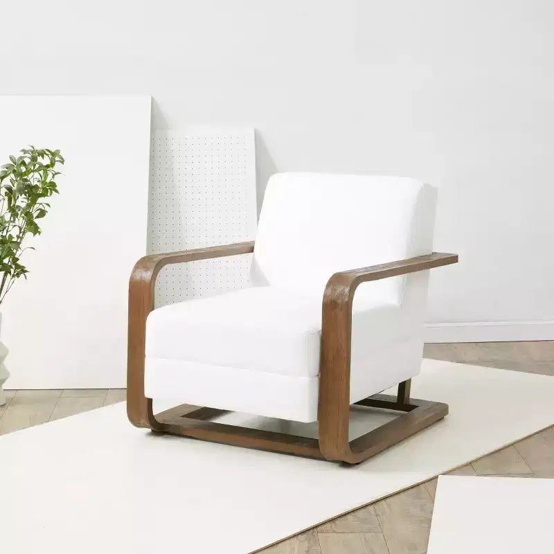 Fauteuil d'appoint avec cadre en bois Jayshaw - SFV5107 - Blanc/Marron - Safavieh Couture