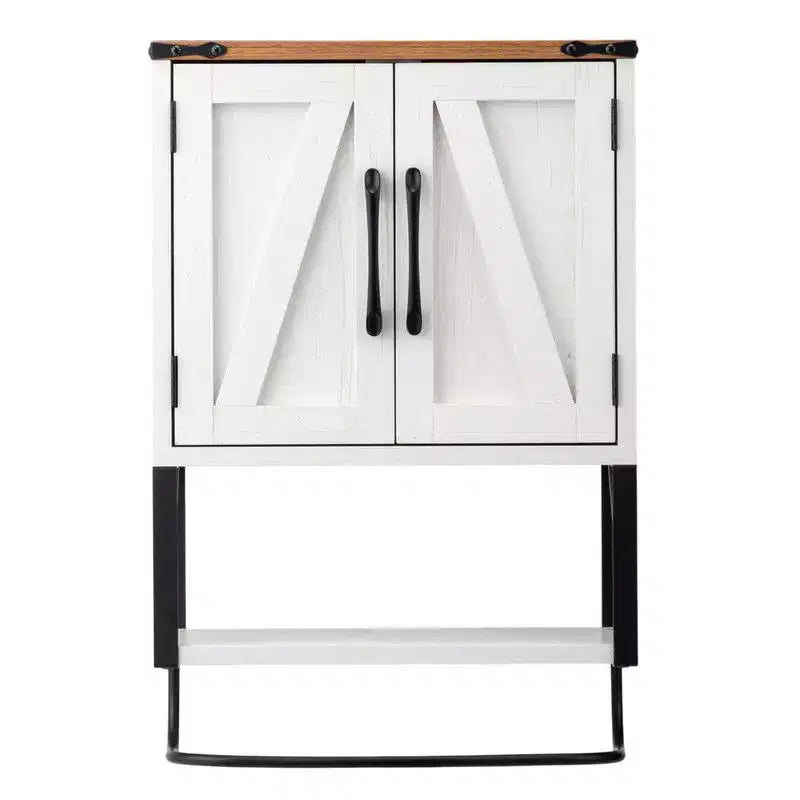Meuble de salle de bain mural Karl Home avec barre porte-serviettes pour porte de grange