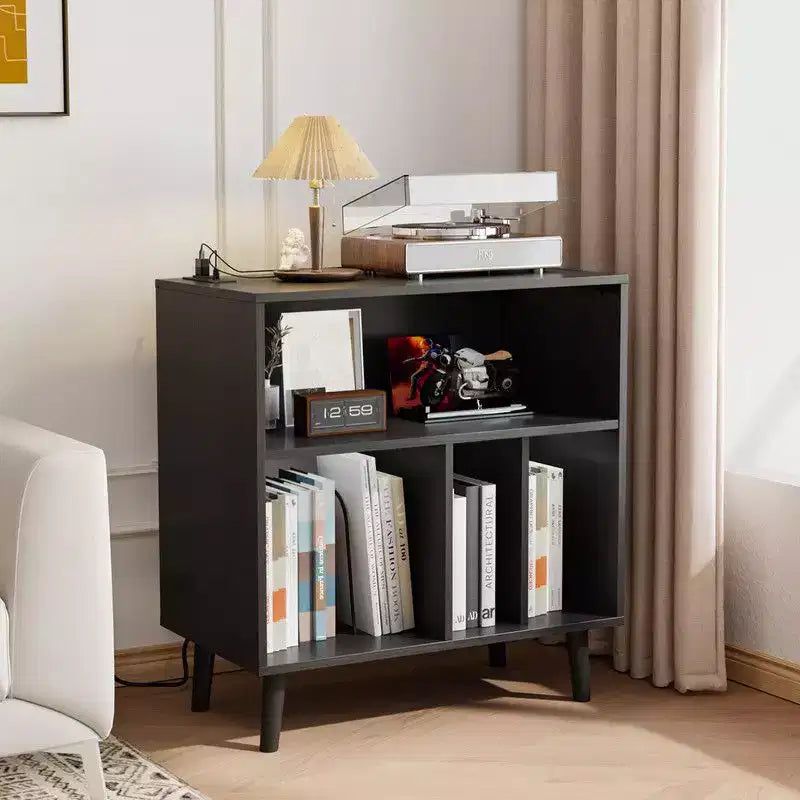 Meuble de rangement pour platine vinyle grande taille Karl Home avec lumières LED et station de charge