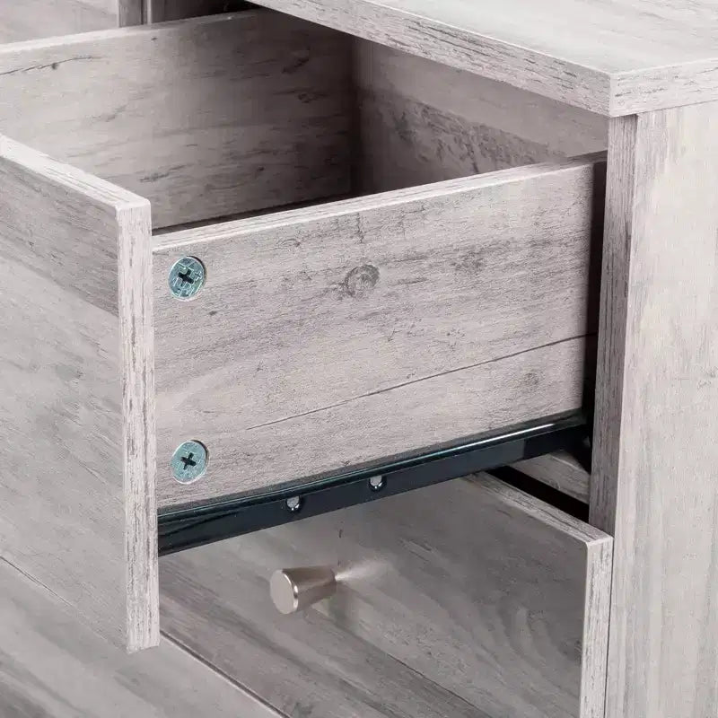 Commode 6 tiroirs Karl Home en panneaux de particules gris, 66 cm de largeur