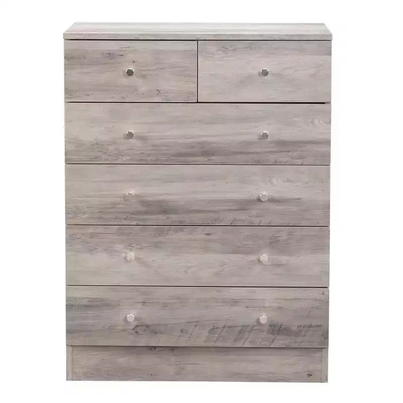 Commode 6 tiroirs Karl Home en panneaux de particules gris, 66 cm de largeur