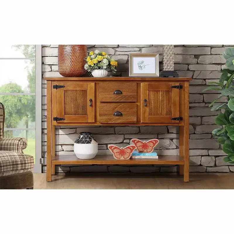 Console buffet de 48 pouces avec 2 tiroirs, placards et étagère inférieure, en bois, meuble buffet pour cuisine et salle à manger