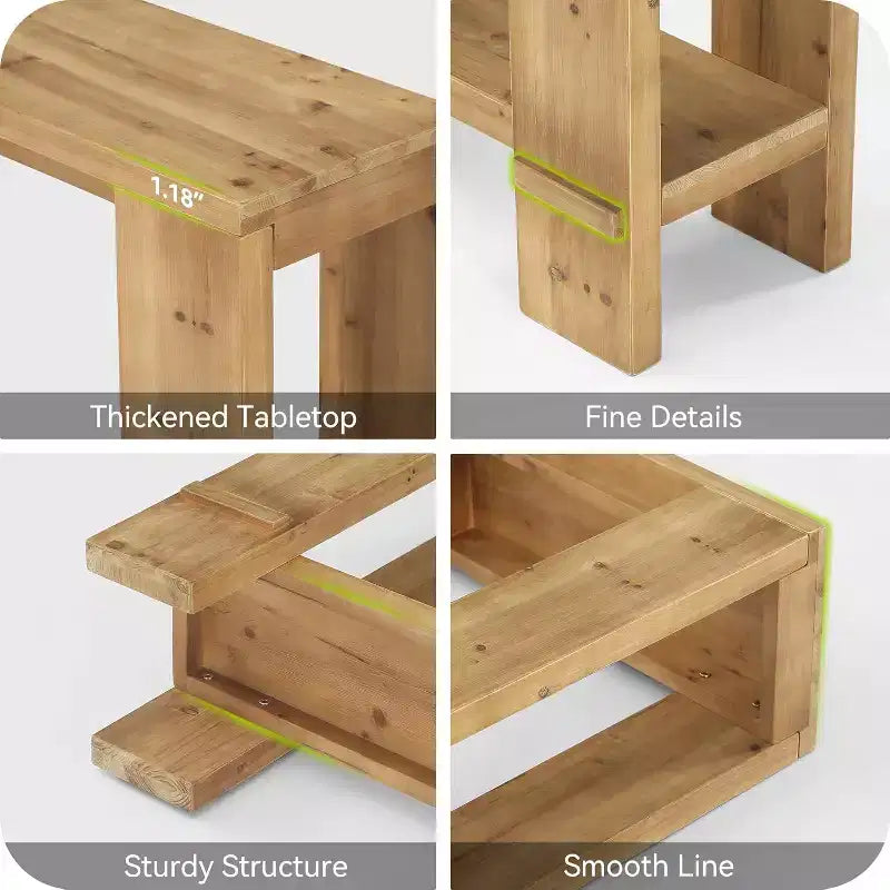 Table console Lantine de 70 pouces en bois massif, table de canapé de ferme à 2 niveaux pour l'arrière du canapé, pour le salon et le couloir, bois naturel