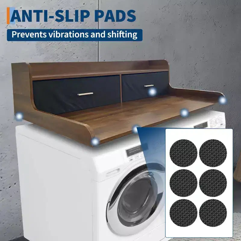 TROPOW Comptoir de Lave-linge Sèche-linge à 2 Niveaux Organisateur de Blanchisserie en Bois 54x27,55 avec Tiroirs et Patins Antidérapants (1-Pack)