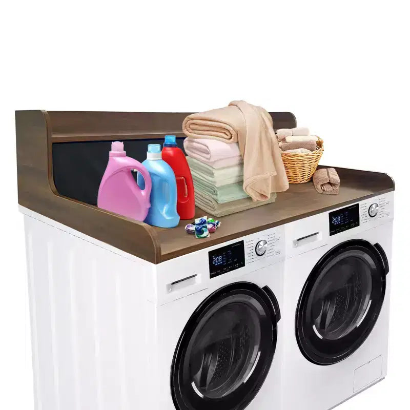 TROPOW Comptoir de Lave-linge Sèche-linge à 2 Niveaux Organisateur de Blanchisserie en Bois 54x27,55 avec Tiroirs et Patins Antidérapants (1-Pack)