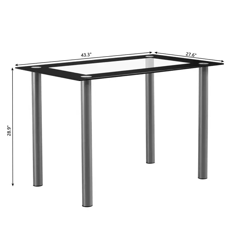 Ensemble de salle à manger Vasken 4 pieds et 4 personnes avec plateau en verre