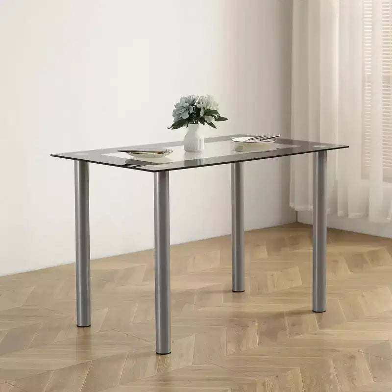 Ensemble de salle à manger Vasken 4 pieds et 4 personnes avec plateau en verre