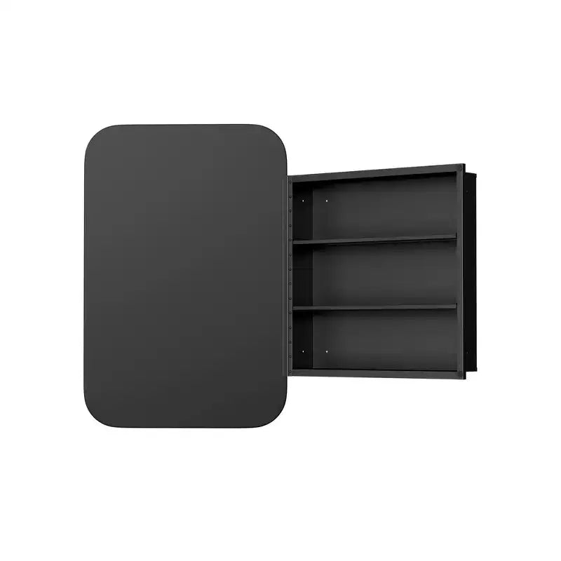 MAYEERTY Armoire de toilette rectangulaire moderne 61 x 41 cm, miroir mural encadré de métal avec rangement, noir