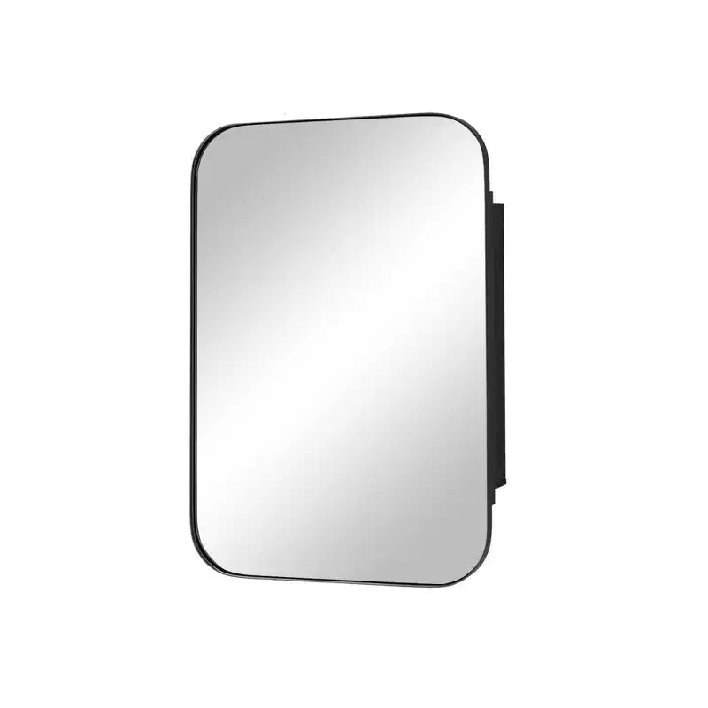 MAYEERTY Armoire de toilette rectangulaire moderne 61 x 41 cm, miroir mural encadré de métal avec rangement, noir