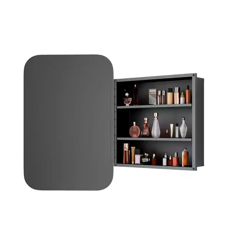 MAYEERTY 24 x 16in Armoires à pharmacie rectangulaires modernes pour salle de bain, Miroir mural encadré en métal avec rangement, Or
