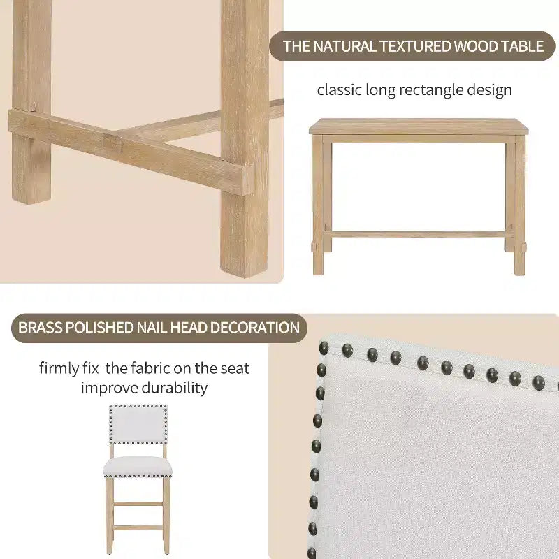 Ensemble de salle à manger GDFStudio Mark 5 pièces hauteur comptoir avec table élégante et chaises rembourrées