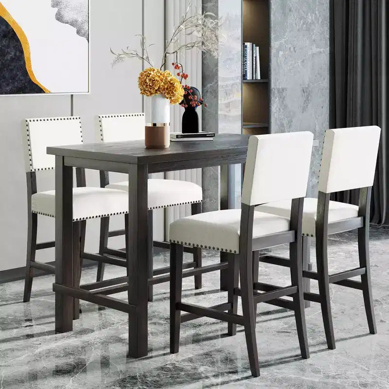 Ensemble de salle à manger GDFStudio Mark 5 pièces hauteur comptoir avec table élégante et chaises rembourrées