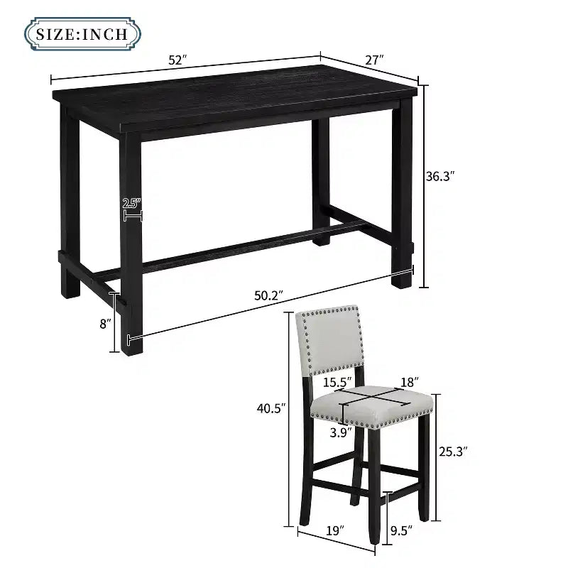 Ensemble de salle à manger GDFStudio Mark 5 pièces hauteur comptoir avec table élégante et chaises rembourrées