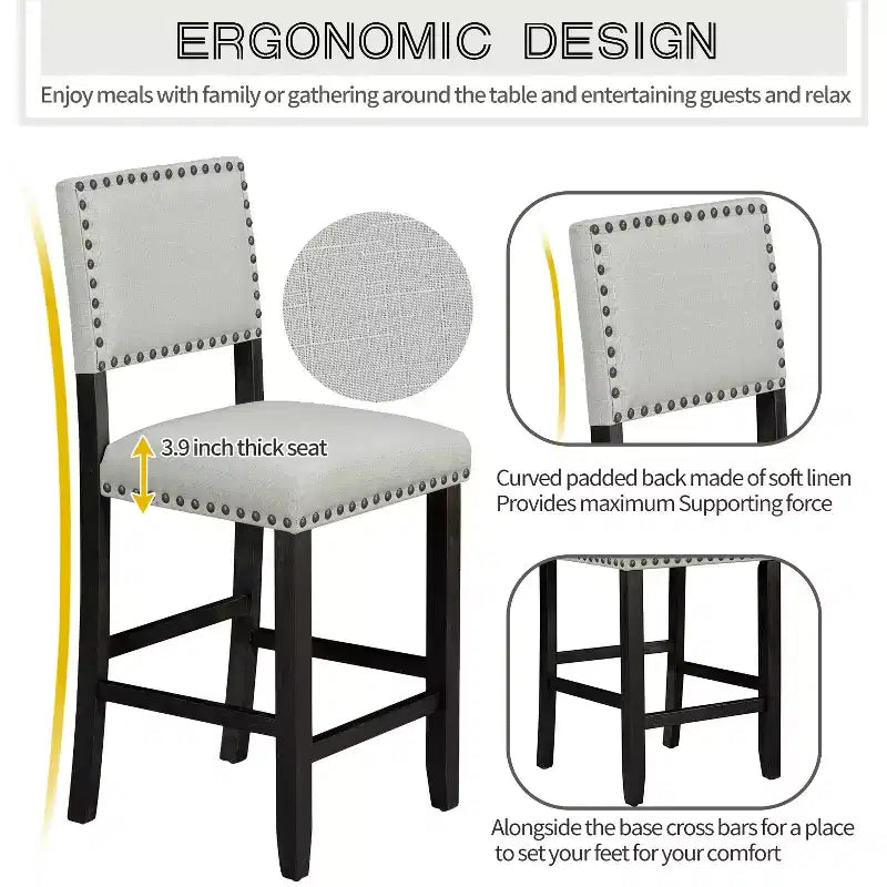 Ensemble de salle à manger GDFStudio Mark 5 pièces hauteur comptoir avec table élégante et chaises rembourrées