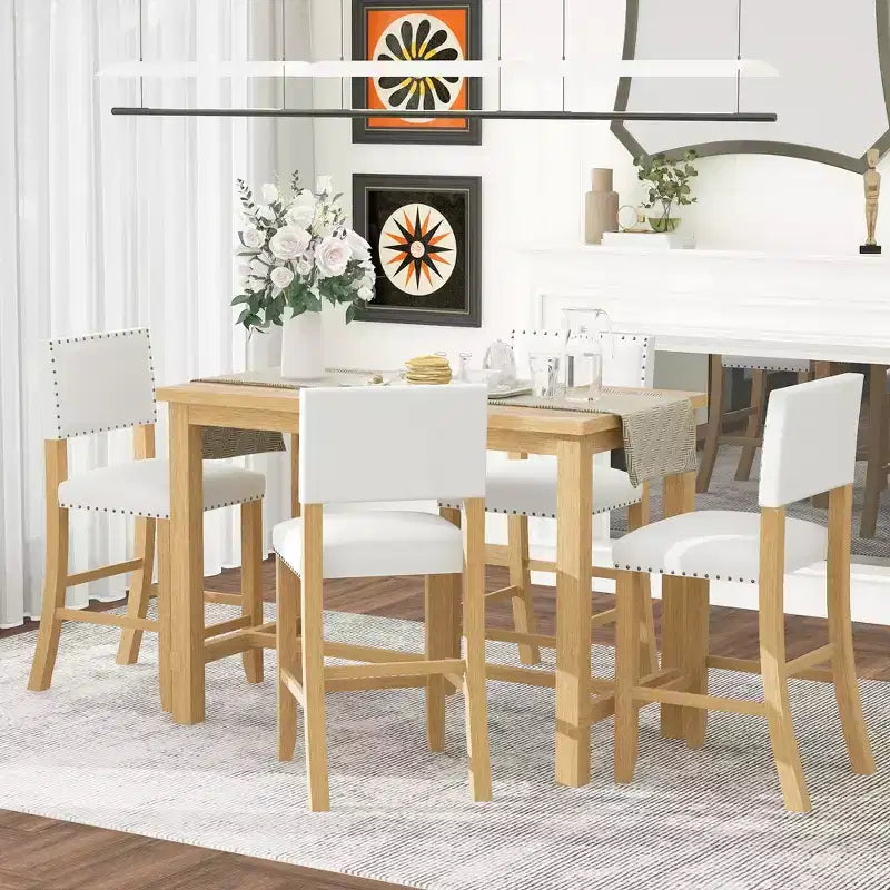 Ensemble de salle à manger GDFStudio Mark 5 pièces hauteur comptoir avec table élégante et chaises rembourrées
