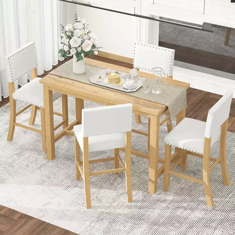 Ensemble de salle à manger GDFStudio Mark 5 pièces hauteur comptoir avec table élégante et chaises rembourrées