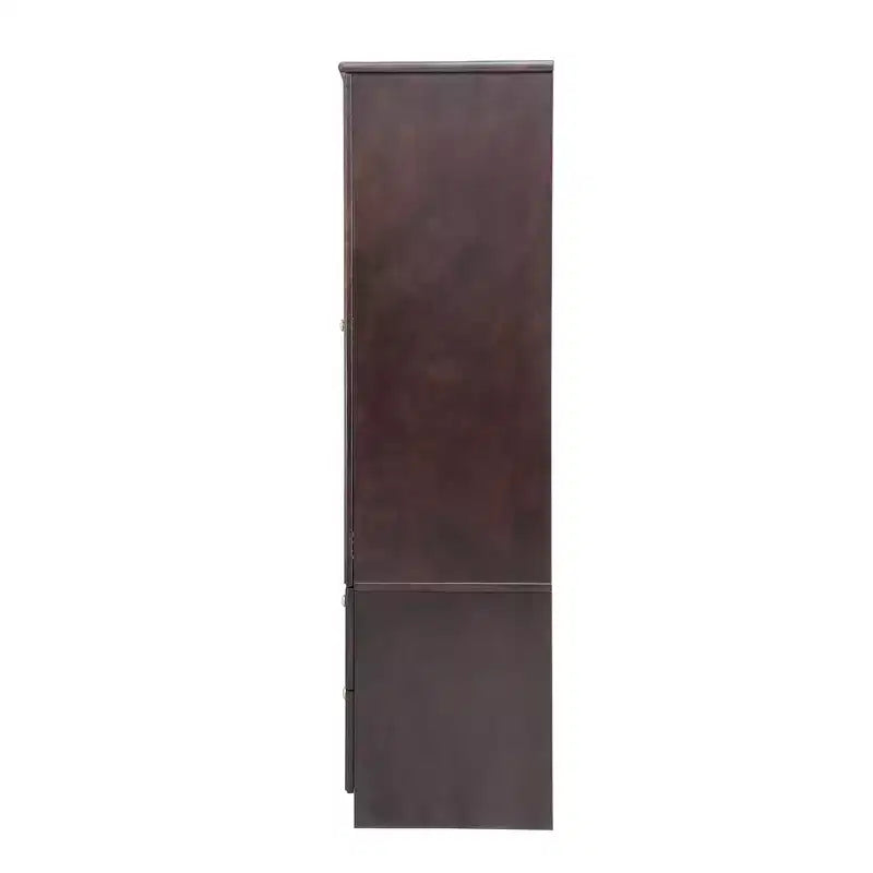 Keloyid Seusar Armoire bois noir brunâtre 156 cm avec 4 tiroirs, 2 miroirs, tringle à vêtements et étagères