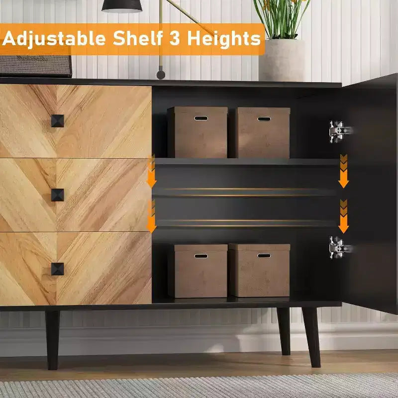 Acekool 55.1 Buffet de rangement contemporain, bahut avec tiroirs et portes, meuble d'appoint pour salle à manger, entrée
