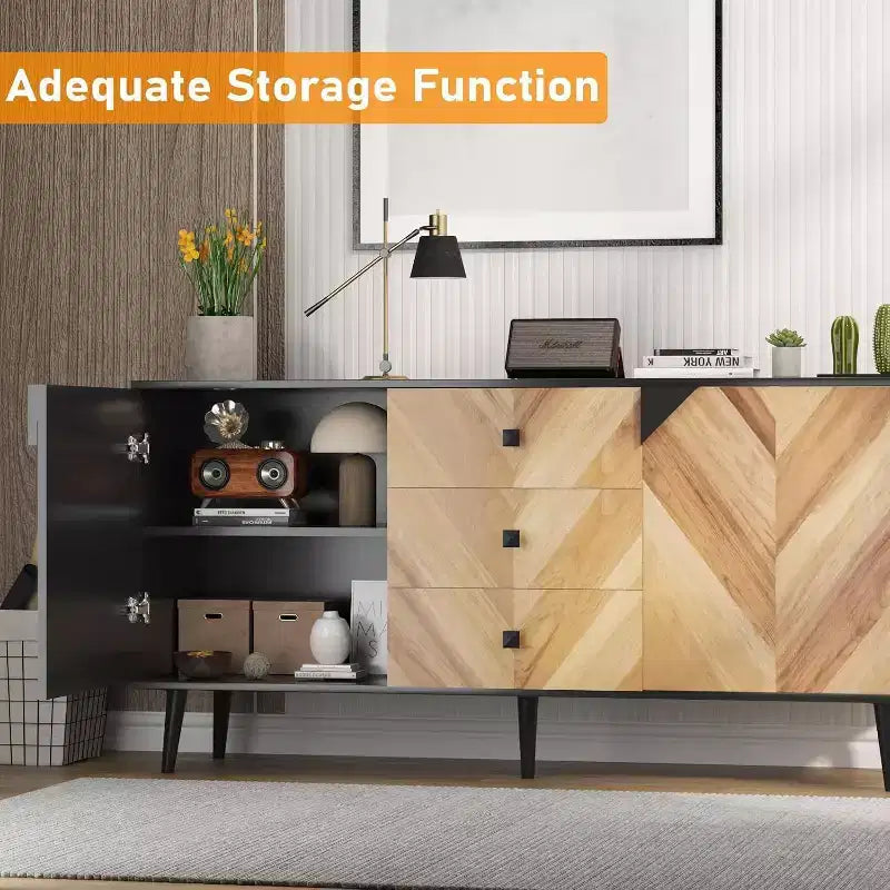 Acekool 55.1 Buffet de rangement contemporain, bahut avec tiroirs et portes, meuble d'appoint pour salle à manger, entrée